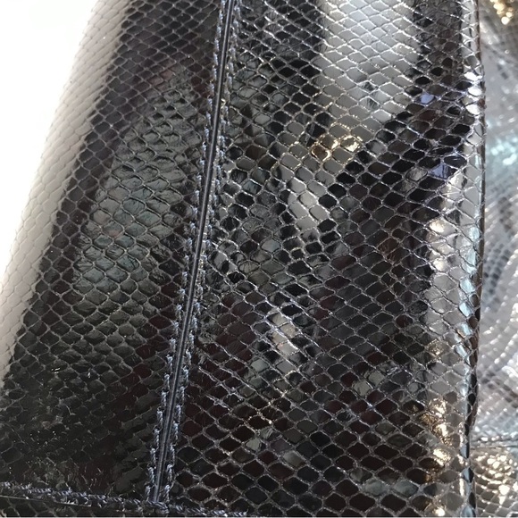 Cole Haan Black Embossed Snakeskin Shoulder Bag - Picture 12 of 16